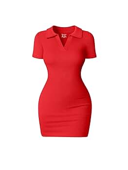 OQQ Women's Mini Dresses Sexy Ribbed Short Sleeve Tummy